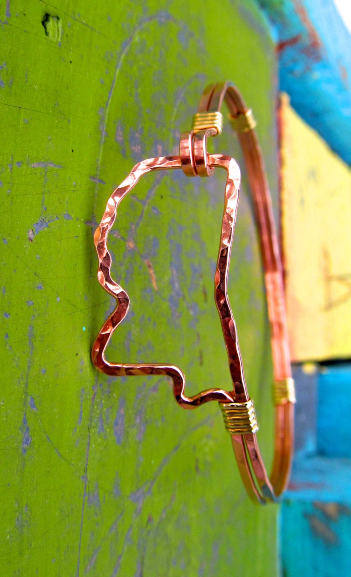 Mississippi copper bracelet hammered and wrapped in brass Etsy