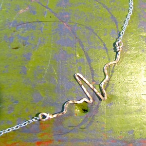 Nurse Heartbeat necklace hammered in gold on sterling silver chain, ECG, EKG, Healthy Heartbeat, sinus rhythm, RN, medical jewelry