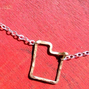 Utah state necklace, Hammered in Gold and Sterling Silver wire Utah outline state necklace,