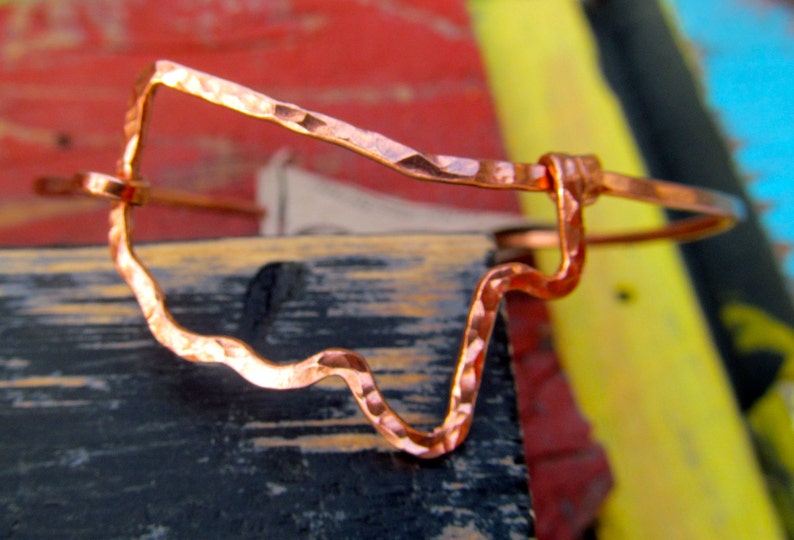 Mississippi copper bracelet hammered, original mississippi Copper State Bracelet, sideways Mississippi bracelet image 1