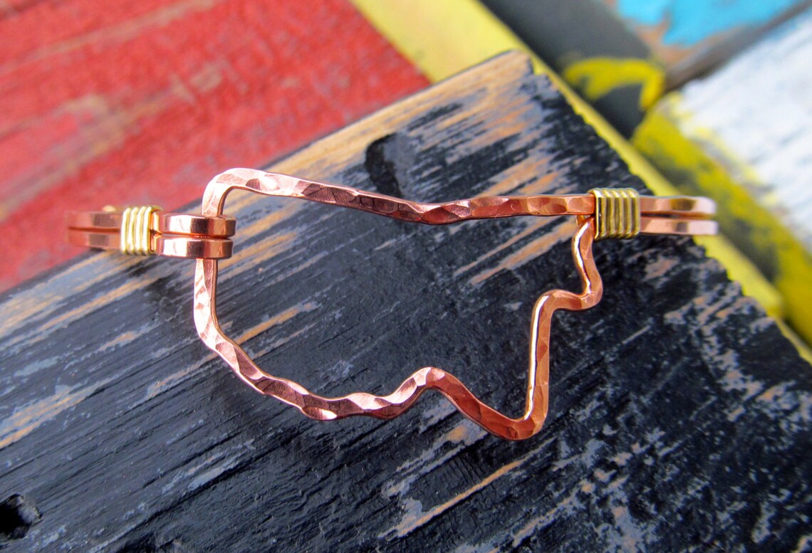 Mississippi Copper Bracelet Hammered and Wrapped in Brass Etsy