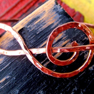Hammered Copper Treble Clef Bracelet, Music Jewelry