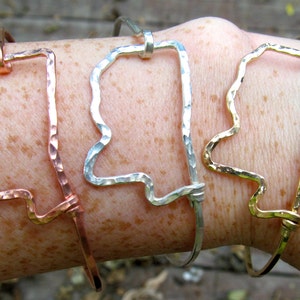 Mississippi copper bracelet hammered, original mississippi Copper State Bracelet, sideways Mississippi bracelet image 5