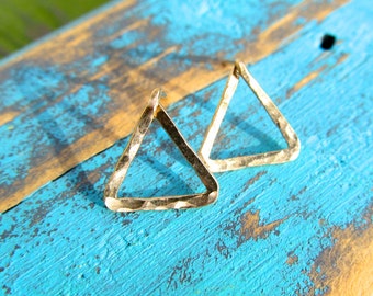 Delta Studs Hammered in 14k Gold Fill, Triangle Gold Earrings