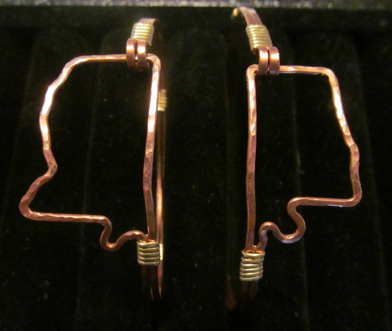 Mississippi copper bracelet hammered and wrapped in brass Etsy