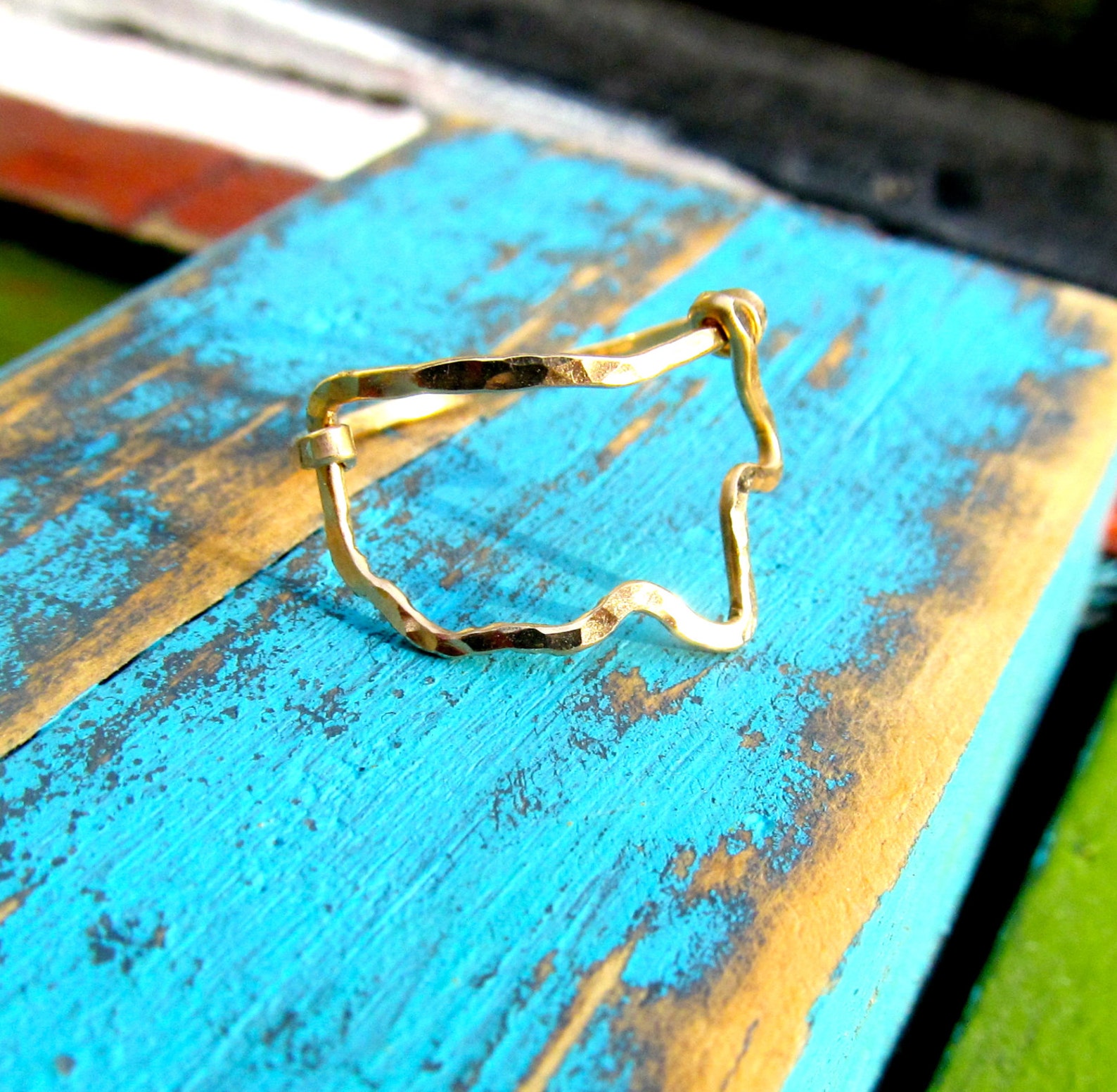 Gold Mississippi Hammered Wire Ring Mississippi Outline Ring - Etsy