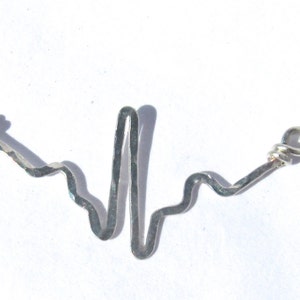 Hammered Argentium Sterling Silver Heartbeat Necklace, Medical Jewelry
