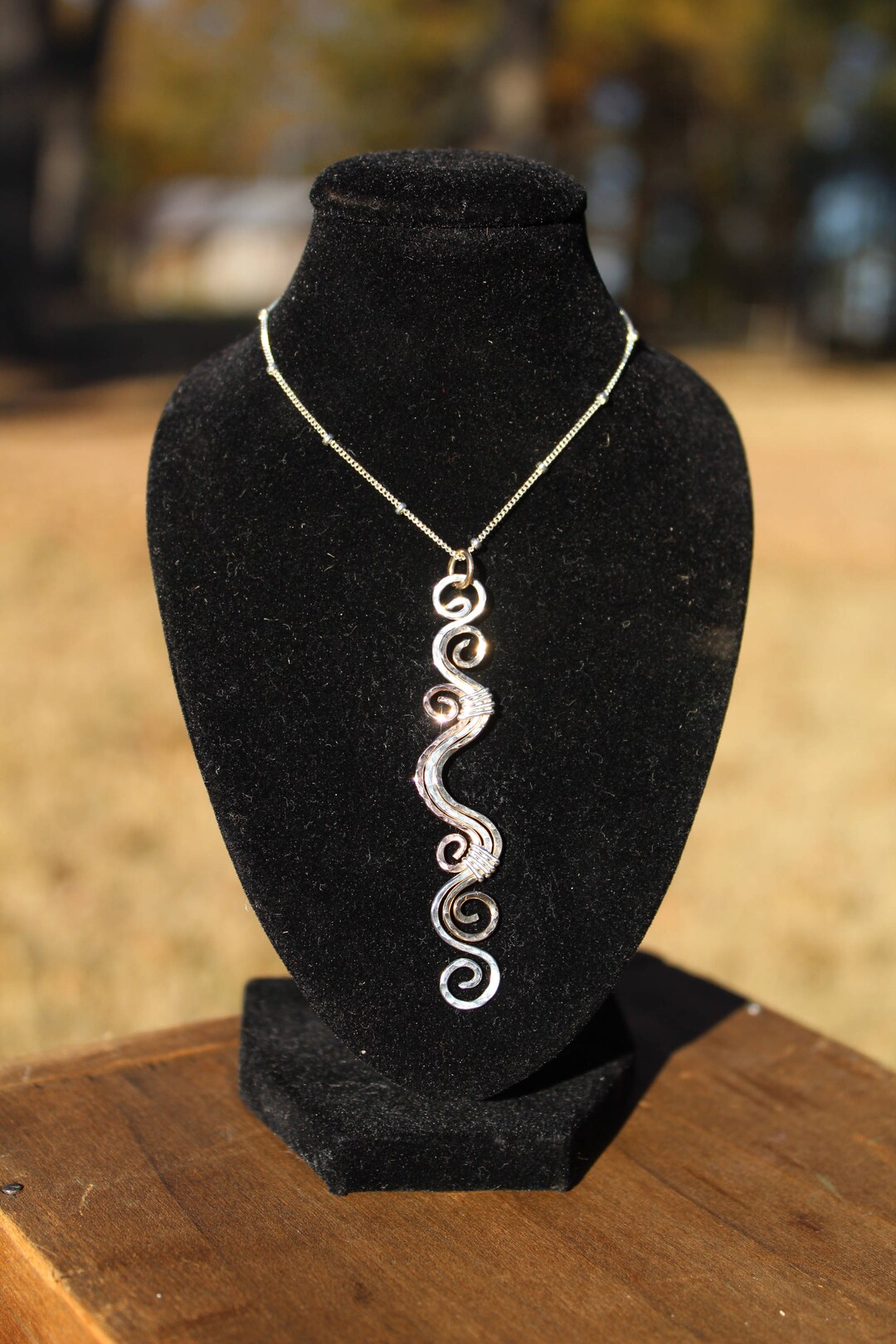 Mighty Mississippi River Necklace Hammered in Sterling Silver, Gold, and Copper on Sterling