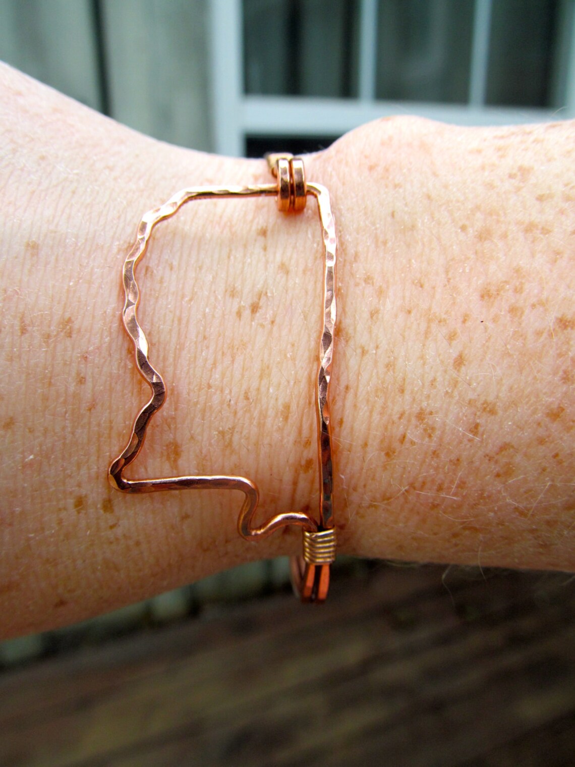 Mississippi copper bracelet hammered and wrapped in brass Etsy