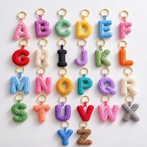 Crochet Alphabet Keychains Pattern PDF 26 Chunky Letter A-Z Keychain Amigurumi Pattern Alphabet Bag Charm PDF Guide DIY Letter Keychain