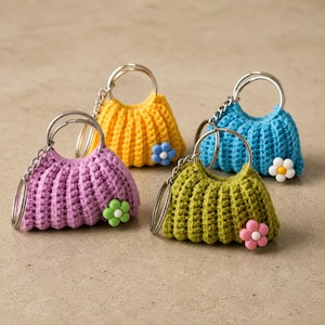 Mini Crochet Bag Keychain Pattern PDF: Tiny Purse Amigurumi Tutorial (Instant Download)