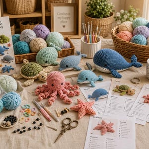 Bundel met meer dan 200 haakpatronen voor zeedieren, amigurumi oceaan haakpatronen (PDF-download) afbeelding 5