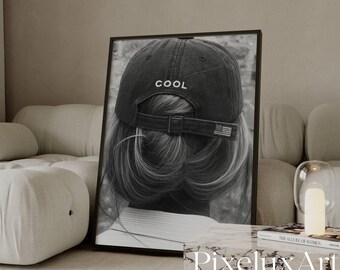 Black & White Cool Girl Art Print – Modern Stylish Body Silhouette Poster, Y2K Fashion Aesthetic Photography Poster, Stockholm Style Art