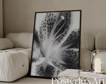 Stockholm Style Black & White Flower Print, Minimalist Botanical Wall Art, Modern Scandinavian Home Decor Poster, Digital Download