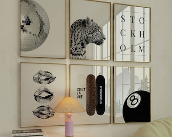 Stockholm Chic Gallery Wall Set, Leopard Fashion Prints, Luxury Modern Apartment Decor, Scandinavian Aesthetic Wall Art Bundle