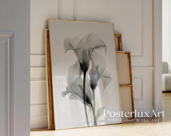 Stockholm Style Abstract Floral Art Print, Black and White Flower Minimalist Botanical Wall Art, Modern Scandinavian Home Decor Poster, image 4