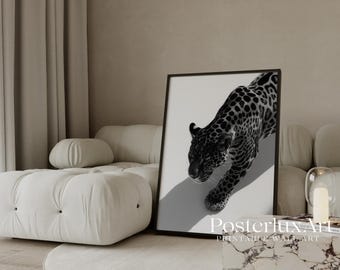Luxury Black & White Leopard Fashion Wall Art, Stockholm Modern Aesthetic Chic Apartment Decor, Stylish Y2K Wall Art, Fashion Leopard Print, image 6