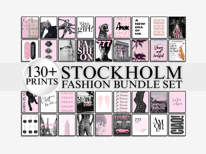 130+ Pink Stockholm Fashion Wall Art Bundle | Pink Aesthetic Gallery Prints, Modern Chic Fashion Posters, Scandinavian Home Decor