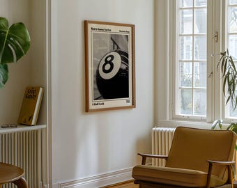 Retro Lucky 8 Ball Poster, Eight Pool Ball, Collage Wall Art, Game Room Print, Trendy Retro Bar Cart Print, 70s Poster, Trendy Wall Art, image 5