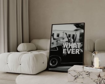 Whatever Poster, Collage Apartment Print, Black And White Y2k Fashion Print, Feminist Trendy Stylish & Cool Girl Aesthetic Art, image 1