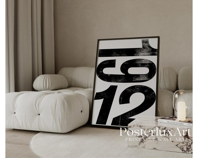 1912 Typography Poster | Modern Minimalist Black and White…