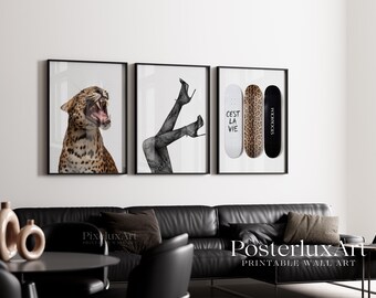 Stockholm Style Fashion Wall Art Set, Chic & Stylish Female Icon Photography, Black White Trendy Skateboard Wall Decor, Minimal Gallery Wall, image 7