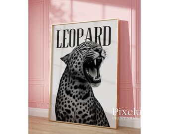 Set of 6 Retro Gallery Girly Prints – Trendy Wall Art, Leopard Decor, Trendy Aesthetic Y2K Dorm & Apartment Print, Black And White Funky Art, image 7