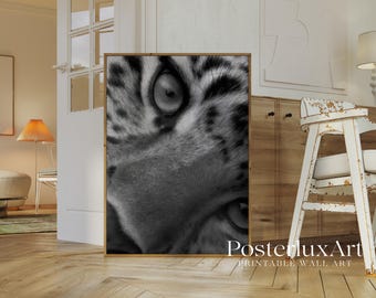 Black & White Leopard Wall Art Poster, Stockholm Style Jungle Y2k Fashion Print, Cheetah Wall Art, Animal Chic Aesthetic Stylish Print, image 5