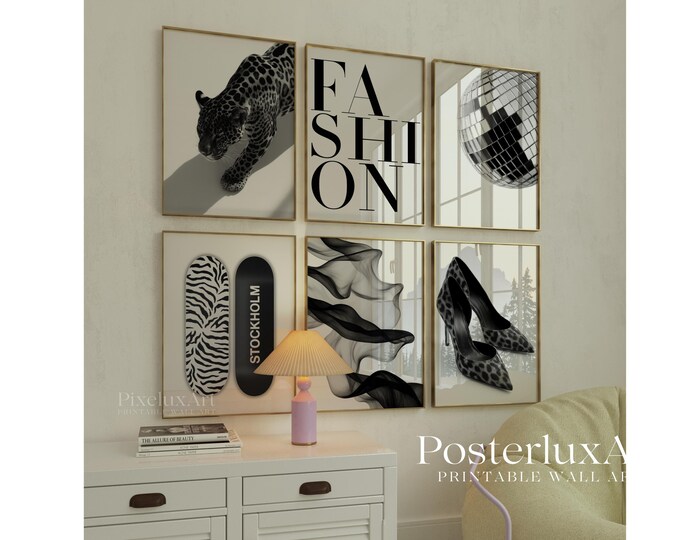 Stockholm Black and White Wall Art Set of 6 – Fashion Wall…