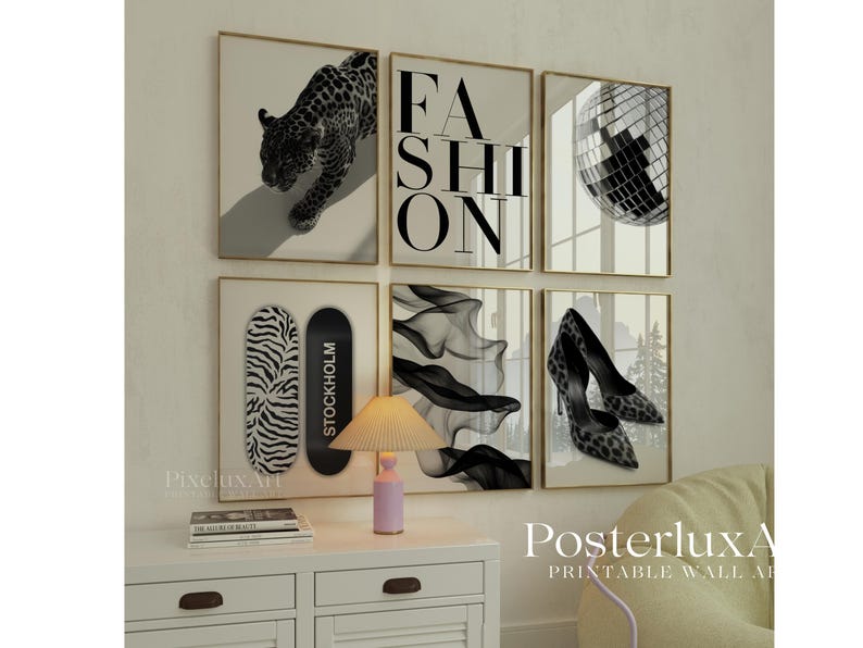 Stockholm Black and White Wall Art Set of 6