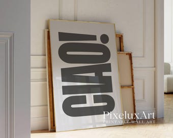 CIAO Typography Poster Italy Quote, Black & White Modern Bold Text Art, Italian Aesthetic Living Room Art, Ciao Print, Bold Textured Print,, image 4