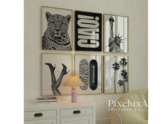 Black and White Fashion Wall Art Set of 6