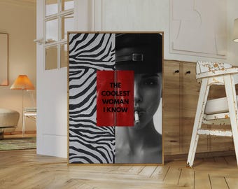 Trendy Girly Wall Art, Collage Apartment Print, Black And White Y2k Fashion Print, Feminist Quote, Stylish And Cool Girl Aesthetic Wall Art, image 7