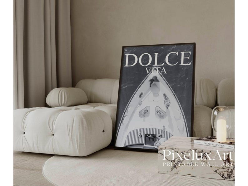 Black & White Dolce Vita Yacht Wall Art