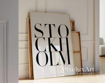 Modern Stockholm Typography Print – Black and White Stockholm Aesthetic Print, Cool Y2K Fashion Prints, Stylish Chic Apartment Decor, image 3
