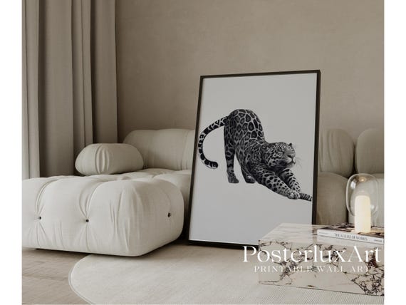 Black & White Leopard Wall Art Print