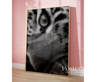 Black & White Leopard Wall Art Poster, Stockholm Style Jungle Y2k Fashion Print, Cheetah Wall Art, Animal Chic Aesthetic Stylish Print, image 4