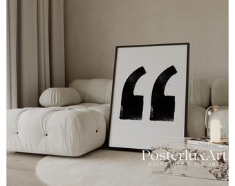 Quotation Mark Poster | Minimalist Black and White Wall Art | Modern Typography Print | Abstract Graphic Home Decor Printable, image 1