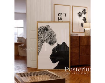 Stockholm Leopard Panther Wall Art Set | Modern Chic Stylish Black White Posters | Fashion Luxury Aesthetic Digital Prints, Apartment Decor, image 4