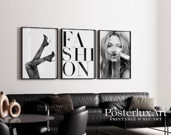 Stockholm Style Gallery Wall Set of 6, Super Model Fash,on Poster, Leopard Print, High Heels Photography, Modern Chic Decor, image 4