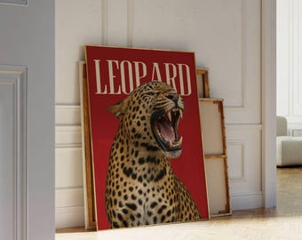 Leopard Wall Art Print, Retro Girly Cheetah Wall Art, Retro Y2K Aesthetic, Tredny Leopard Print, Dopamine Decor for Bold Spaces, Retro Print, image 4