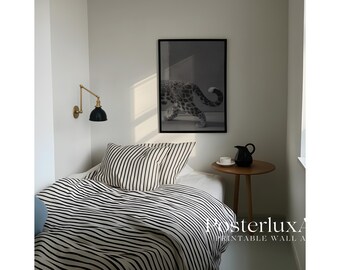 Minimal Leopard Wall Art Print, Black White Animal Photography Poster, Modern Neutral Wall Decor, Luxury Contemporary Printable Art, image 3