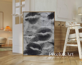 Kiss Lips Wall Art, Modern Kiss Lips Print, Black White Poster, Y2K Aesthetic Chic Fashion Print, Stockholm Style Art, Apartment Poster, image 4
