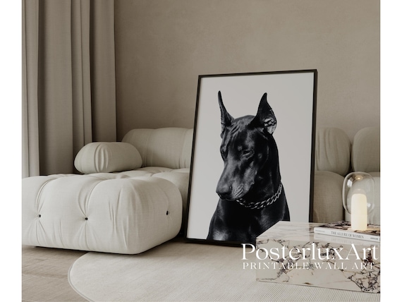 Black Doberman Wall Art Print