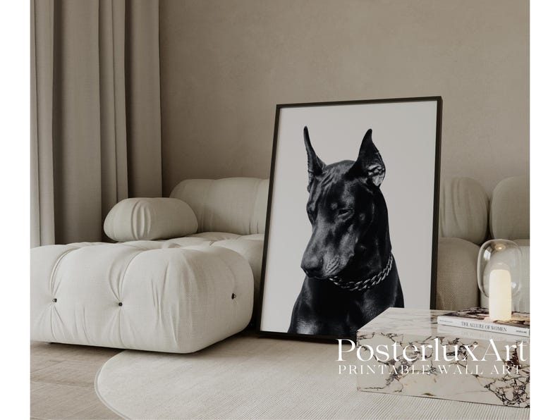 Black Doberman Wall Art Print
