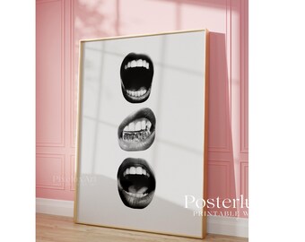 Black & White Grillz Print, Collage Apartment Print, Stylish And Cool Modern Art Poster, image 5