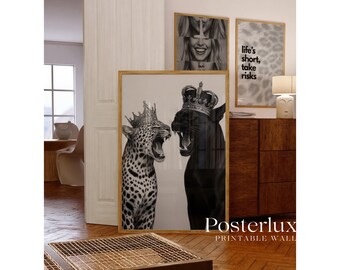 Luxury Leopard & Panther Wall Art, Stockholm Style Royal Jungle Modern Aesthetic Chic Apartment Decor, Stylish Y2K Fashion Leopard Print, image 4