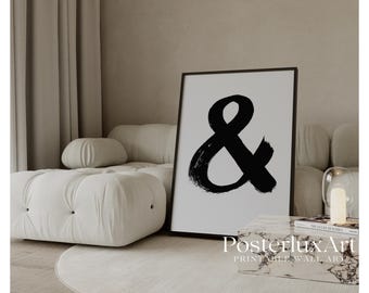 Ampersand Poster | Minimalist Black Brush Wall Art | Modern Typography Printable | Scandinavian Neutral Decor | Abstract & Symbol Print, image 1
