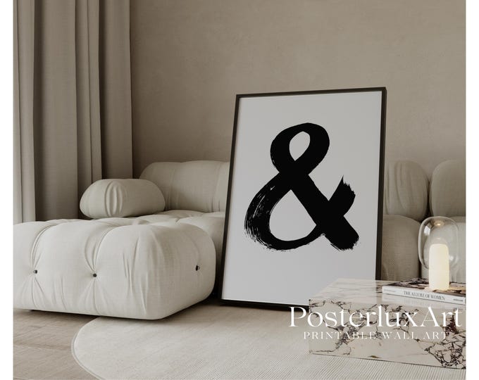 Ampersand Poster | Minimalist Black Brush Wall Art | Modern…