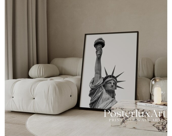 Statue of Liberty Wall Art Print, Black and White New York…